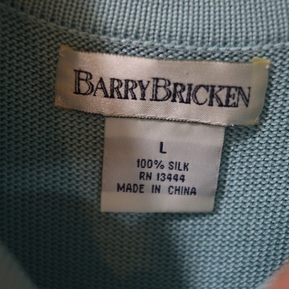 Barry Bricken Blue Knit Tank Top Vintage 100% Silk LG - Picture 7 of 7